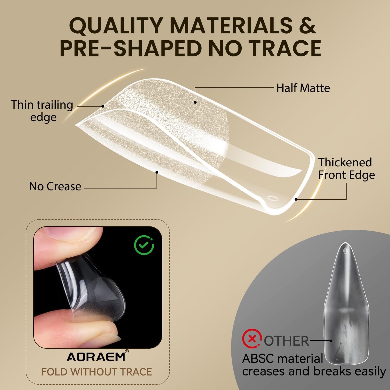 Square Nail Tips 600PCS: Artificial Full Cover Nail Tips, Soft Clear Acrylic Med