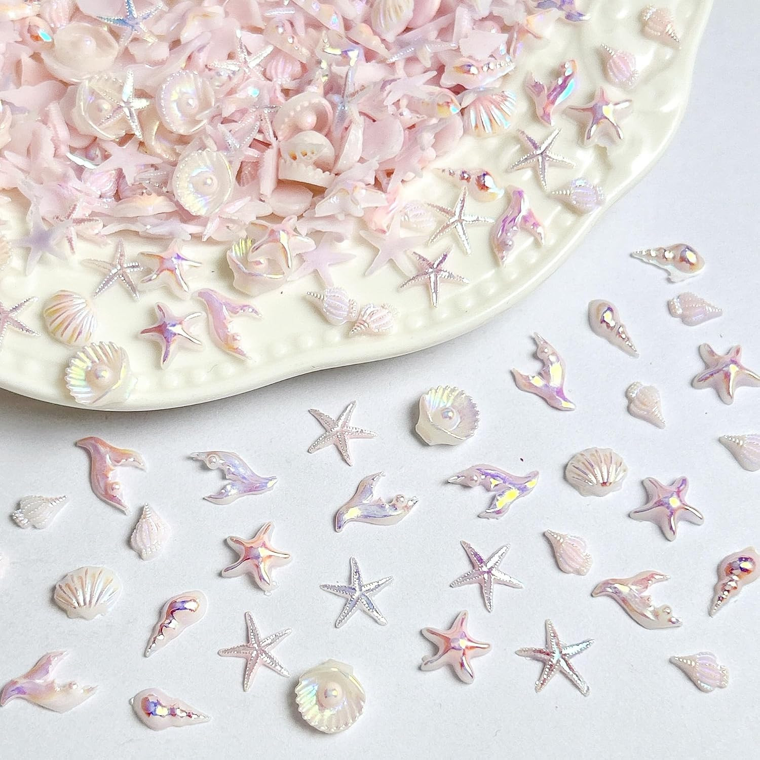 150Pcs Summer Beach Nail Rhinestones Ocean Theme Shell Starfish Conch Nail