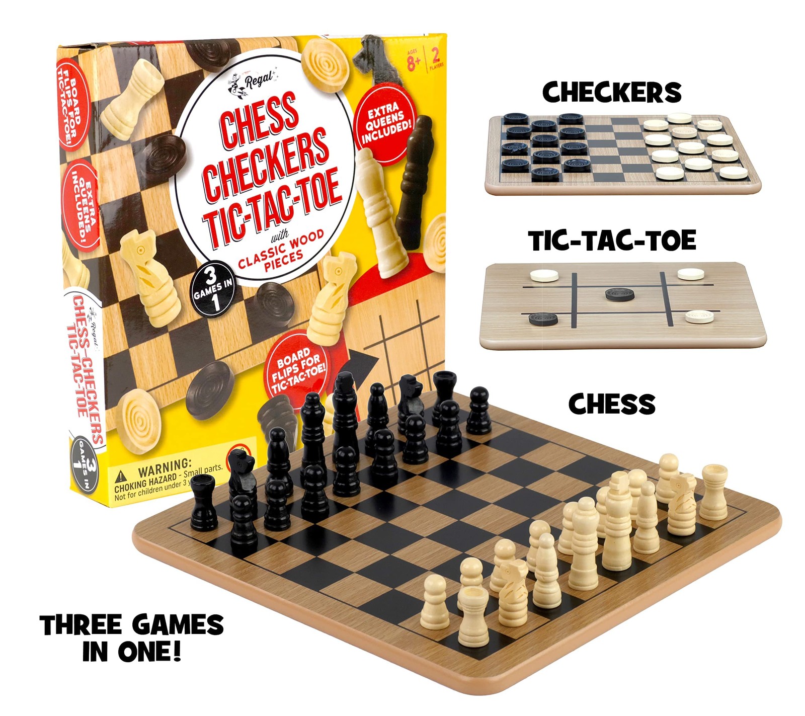 Regal Games – Reversible Wooden Board 10.5″ x 10.5″, 10.5 Inch –