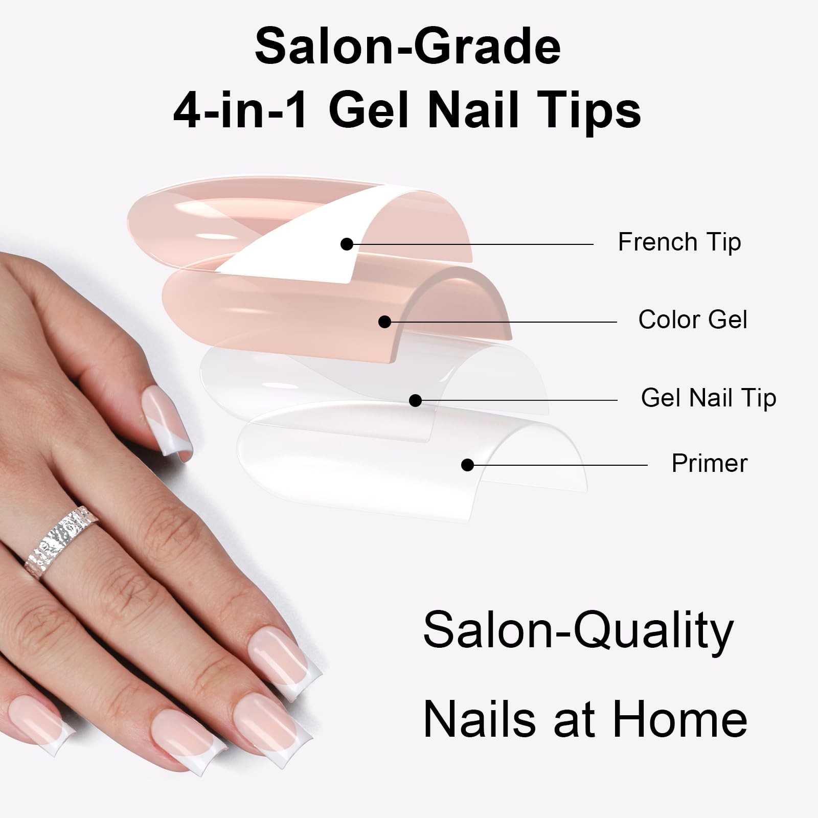 Anyos French Tip Press On Nails 300 Pcs Deep Nude