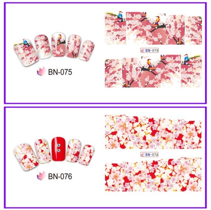 Floral Nail Art Water Decals: Spring Summer Flower Nail Wraps(Group 1)