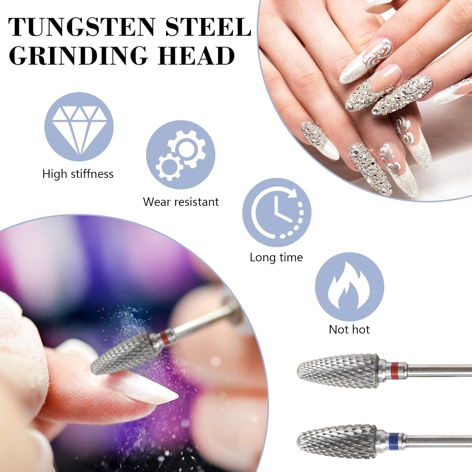 3/ 1 Profal Carbide Nail Drill Bits Sets, Tungsten Safety Drill Bits