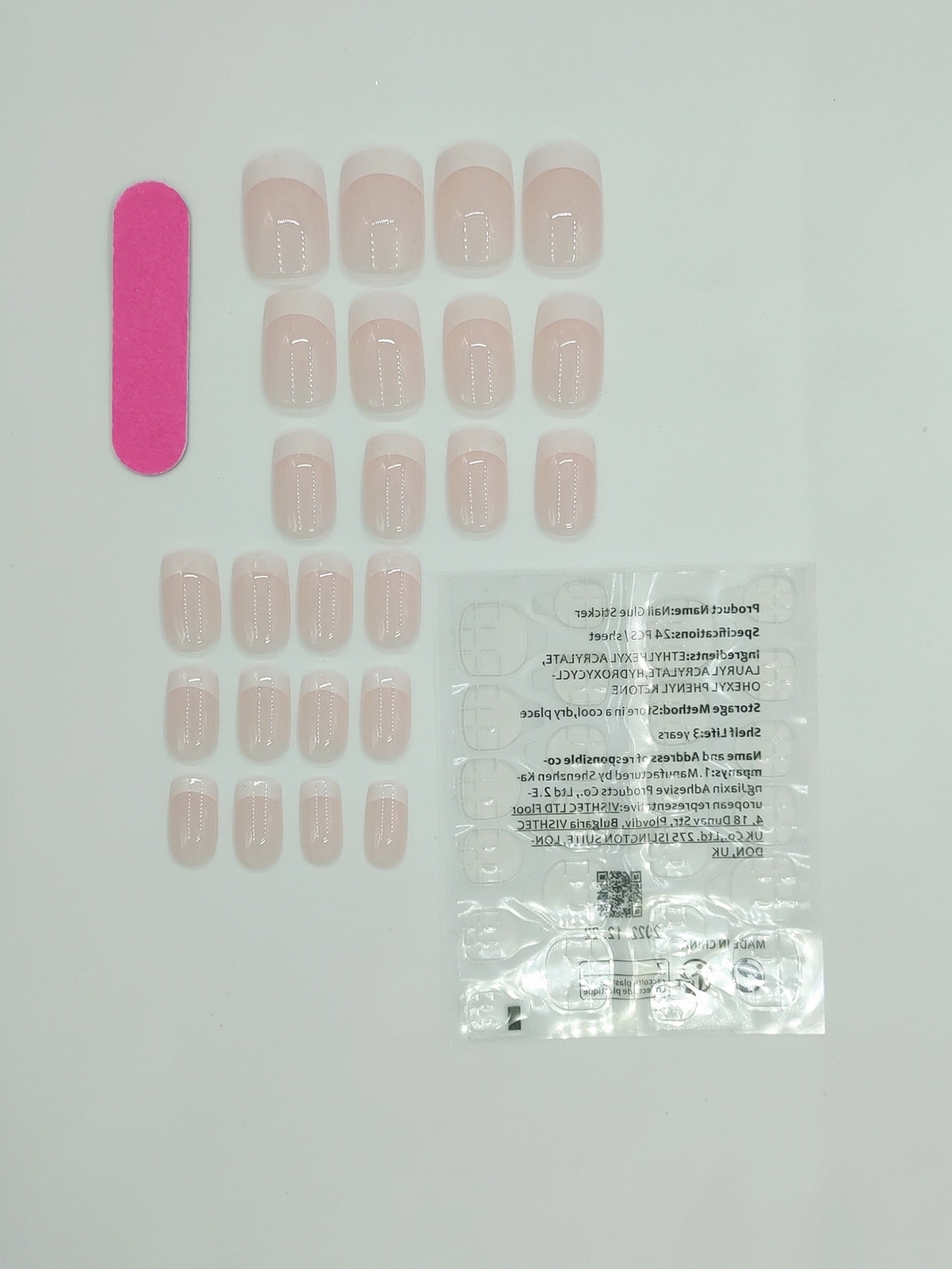 24pcs Square White French Style Fake Nail Press On Nails False Nails Glue On