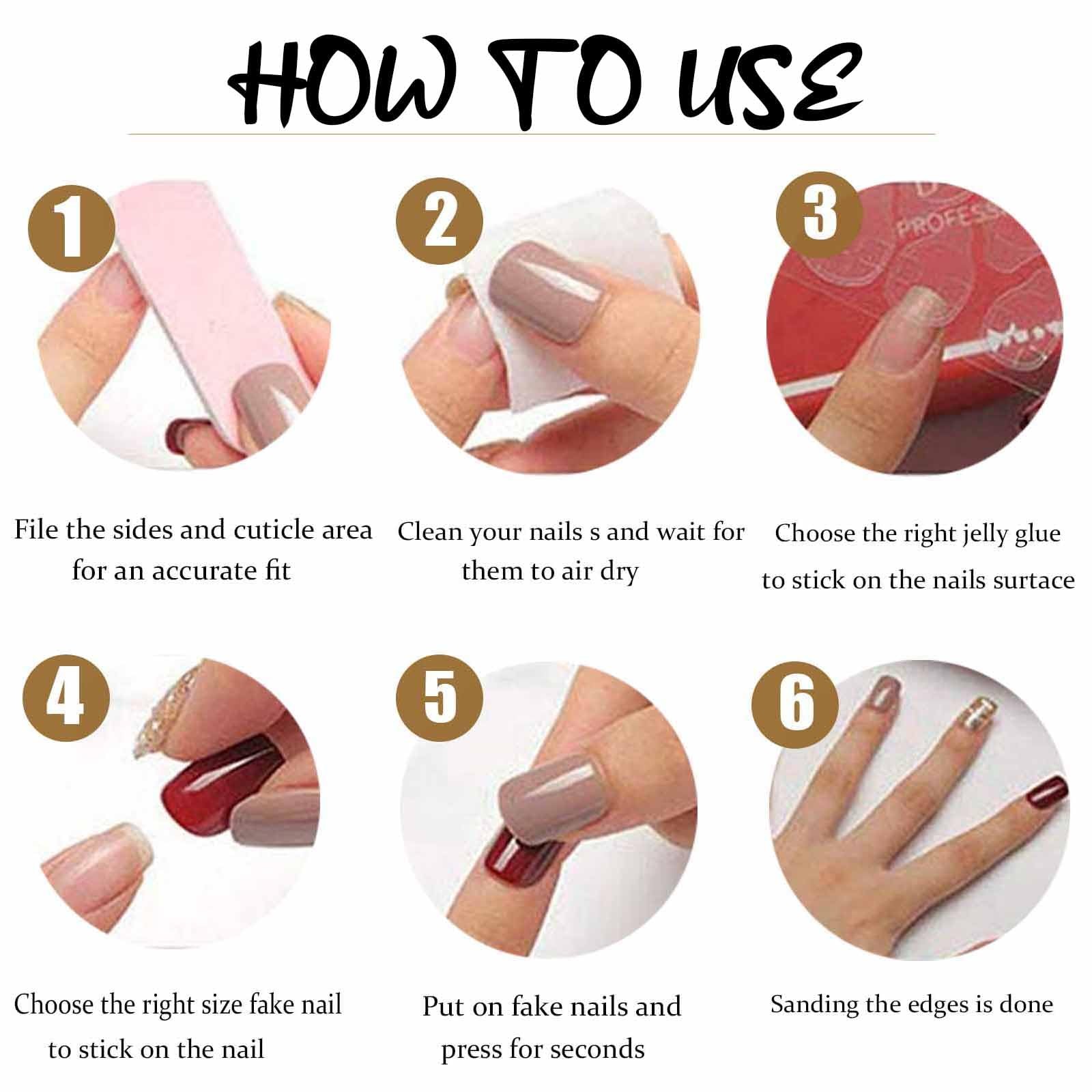 Rainbow Press on Nails Nude False Nails Full Cover Acrylic Cloud Fake Color 5