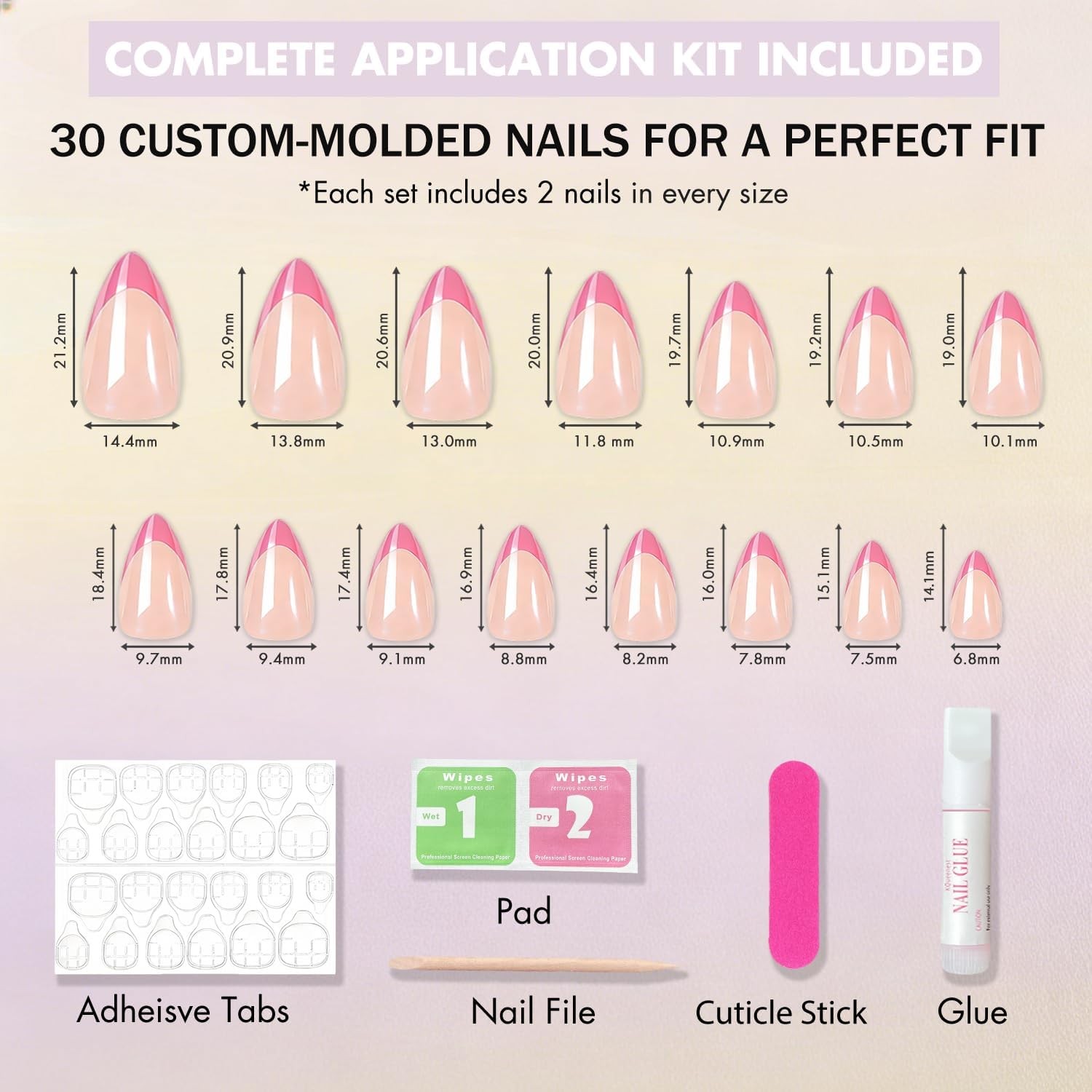 SXVME Chrome Brown French Tip Press on Nails Short Almond, Glazed Cute Fake N…