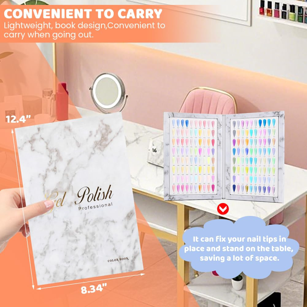 160 Nail Color Display Book with 240 Nail Tips and 1-200 Number Labels