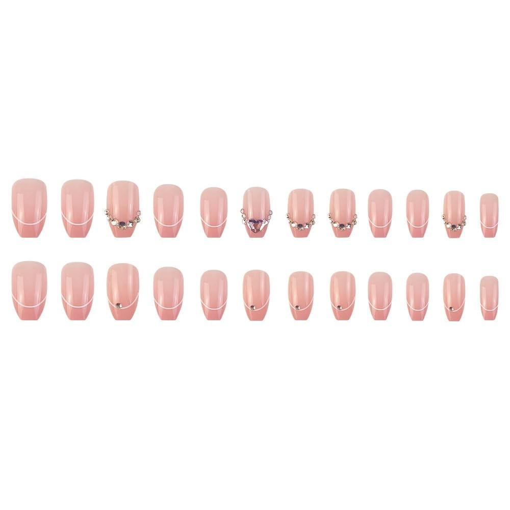 Secret Lives Pink Reusable Artificial False with 3D Pink 24 Nail Set