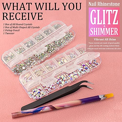 Multi Shapes 3D Glass AB 2 packs without gem glue Multi-Shaped Crystal AB
