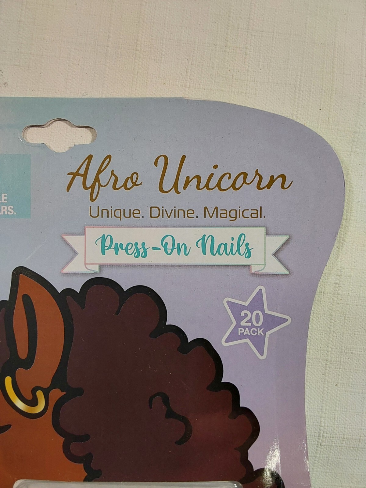 Afro Glitter Unicorn Multicolor Easy to Apply Press On Fake Nails Set 20 Pack