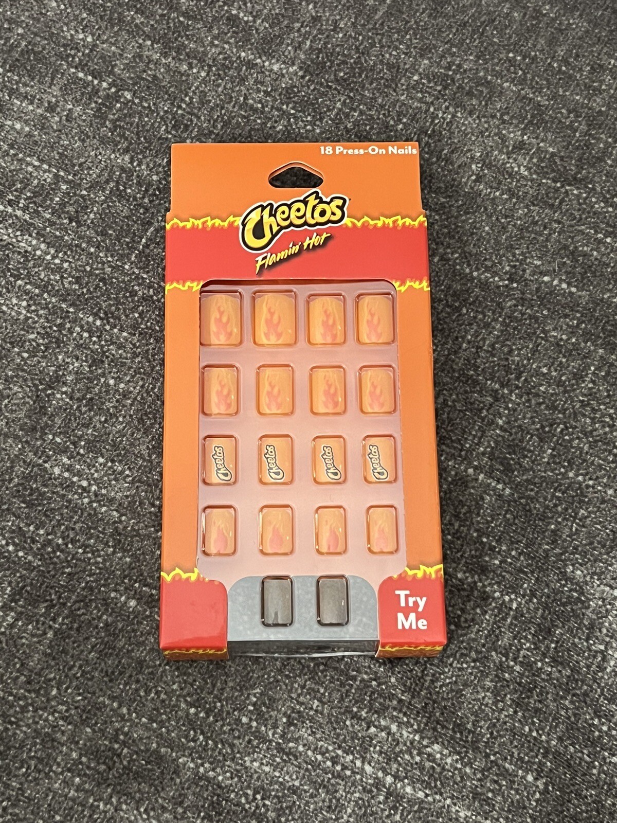Cheetos Flamin Hot 18 Press On Nails nail set pepsi co NEW orange flames fire