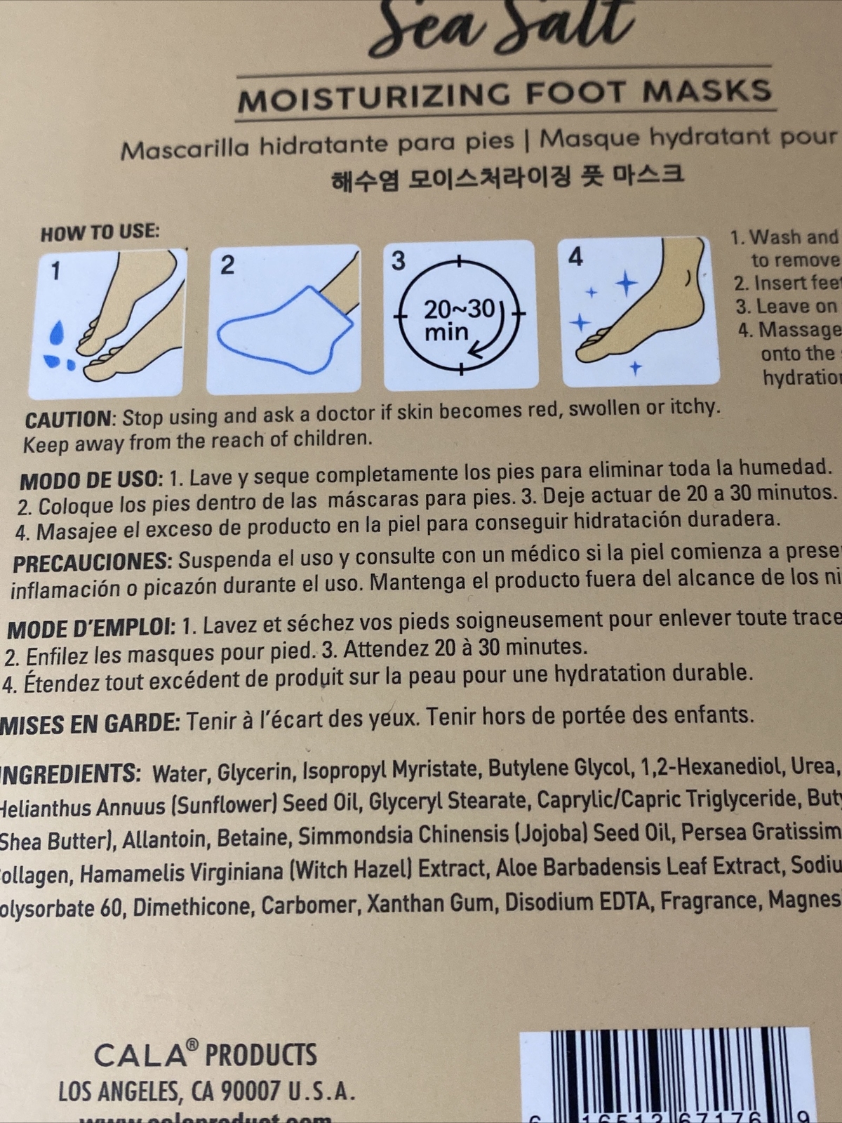 CALA Sea Salt Moisturizing Foot Masks, 3 count , Hydrating, Nourishing AMAZING