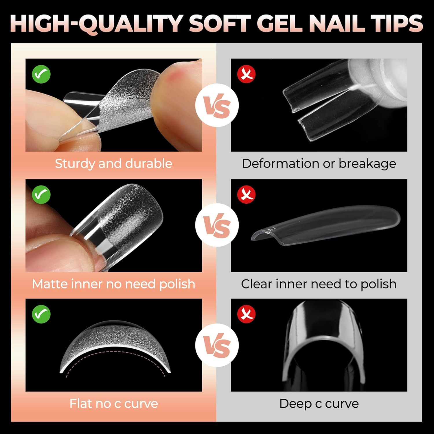 Nail Tips Short Square, Pre-Buff Matte Gel Nails Tips Short Square Nail Tips 120