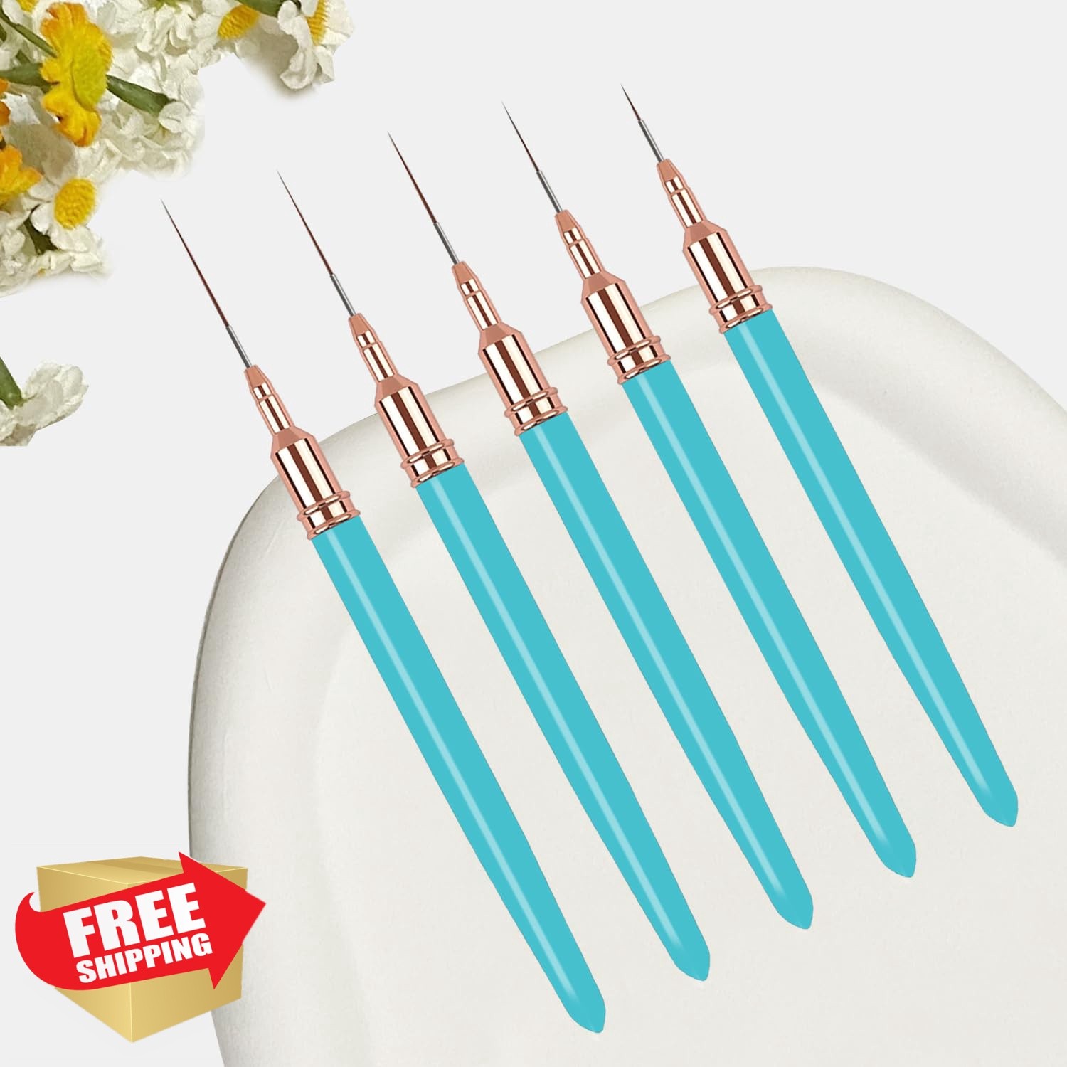 5PCS Liner Brushes for Nails, Nail Art Liner Brushes Set, 6/9/12/15/18mm Thin…