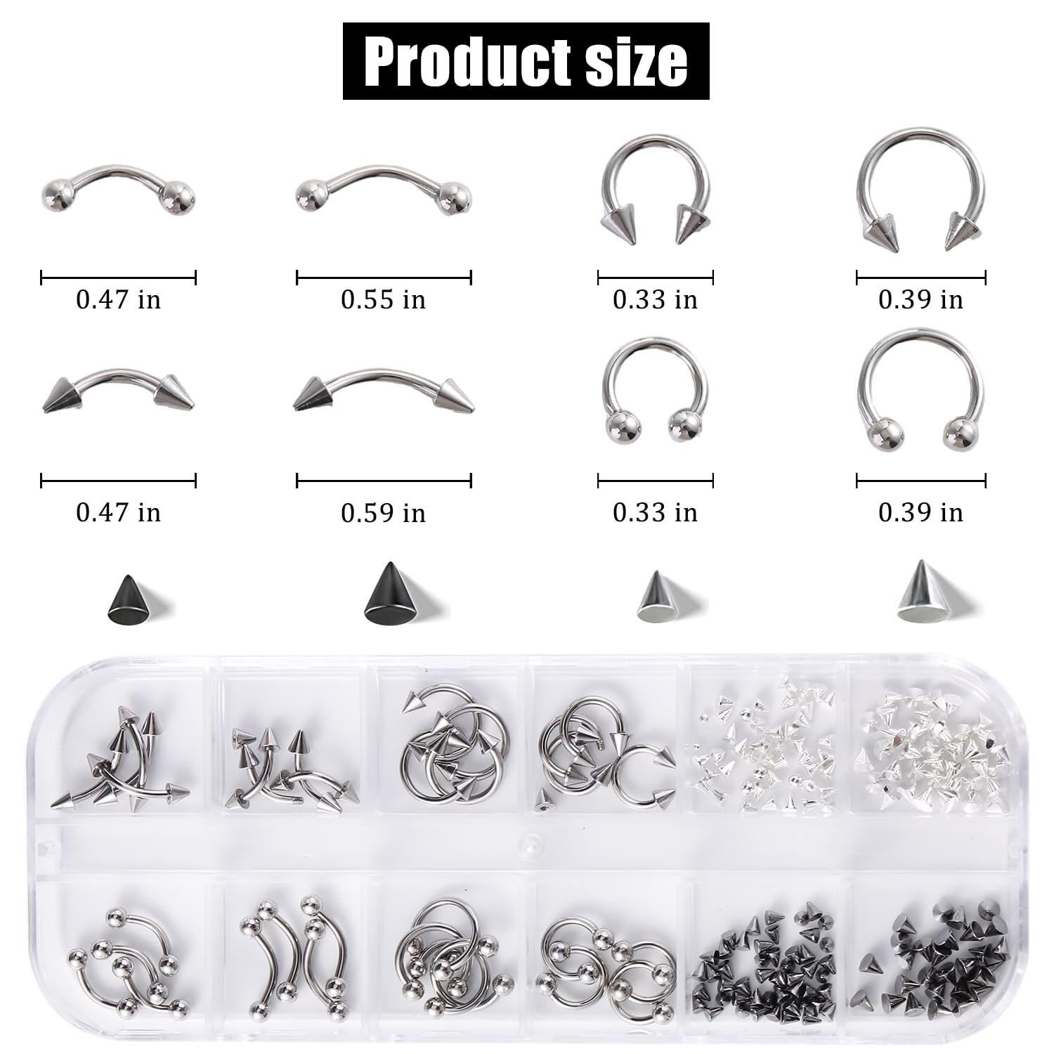 Black Silver Charms for Nails, Metal Piercing Charms Punk Gothic Charm Studs …