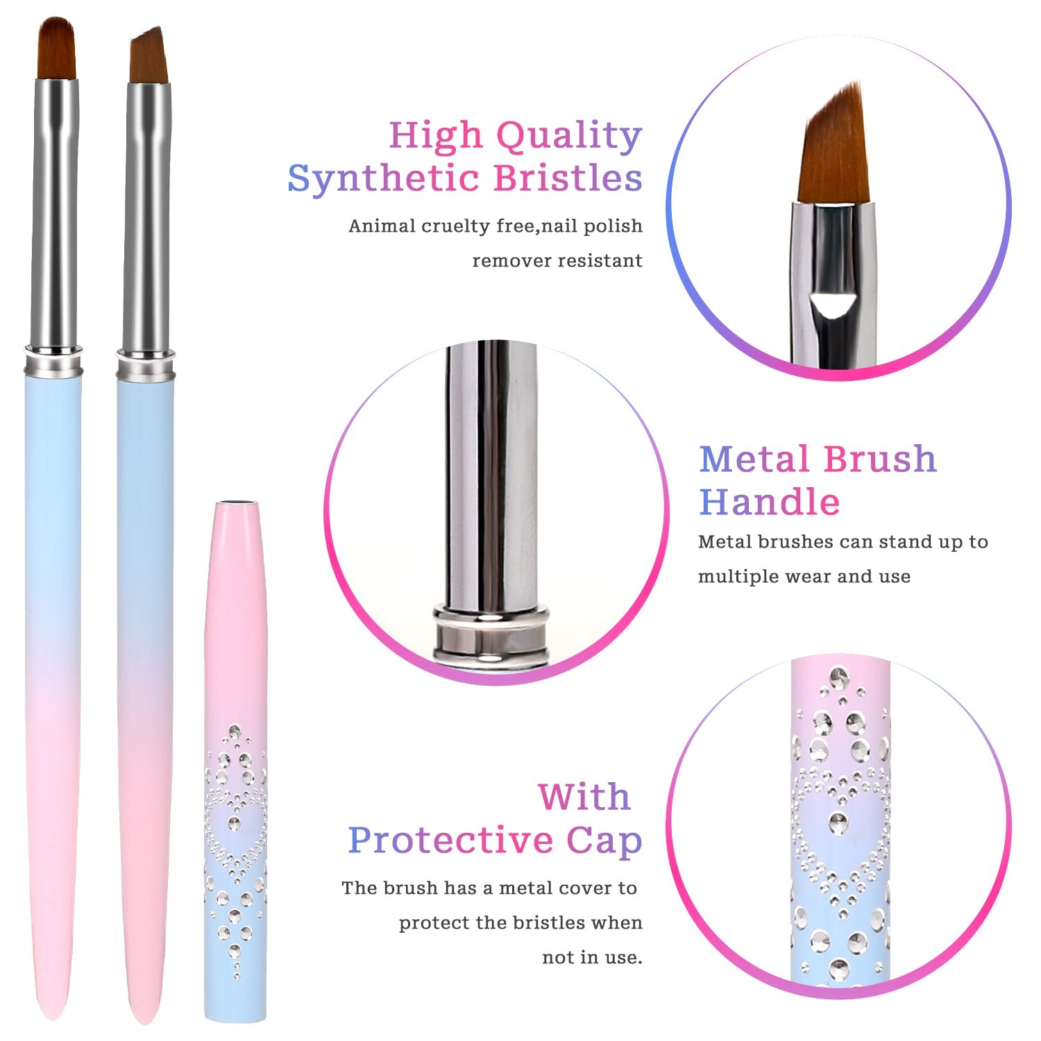 Nail Art Clean Up Brush, 2Pcs Round&Angled Nail Polish Clean Up Brush for Cle…
