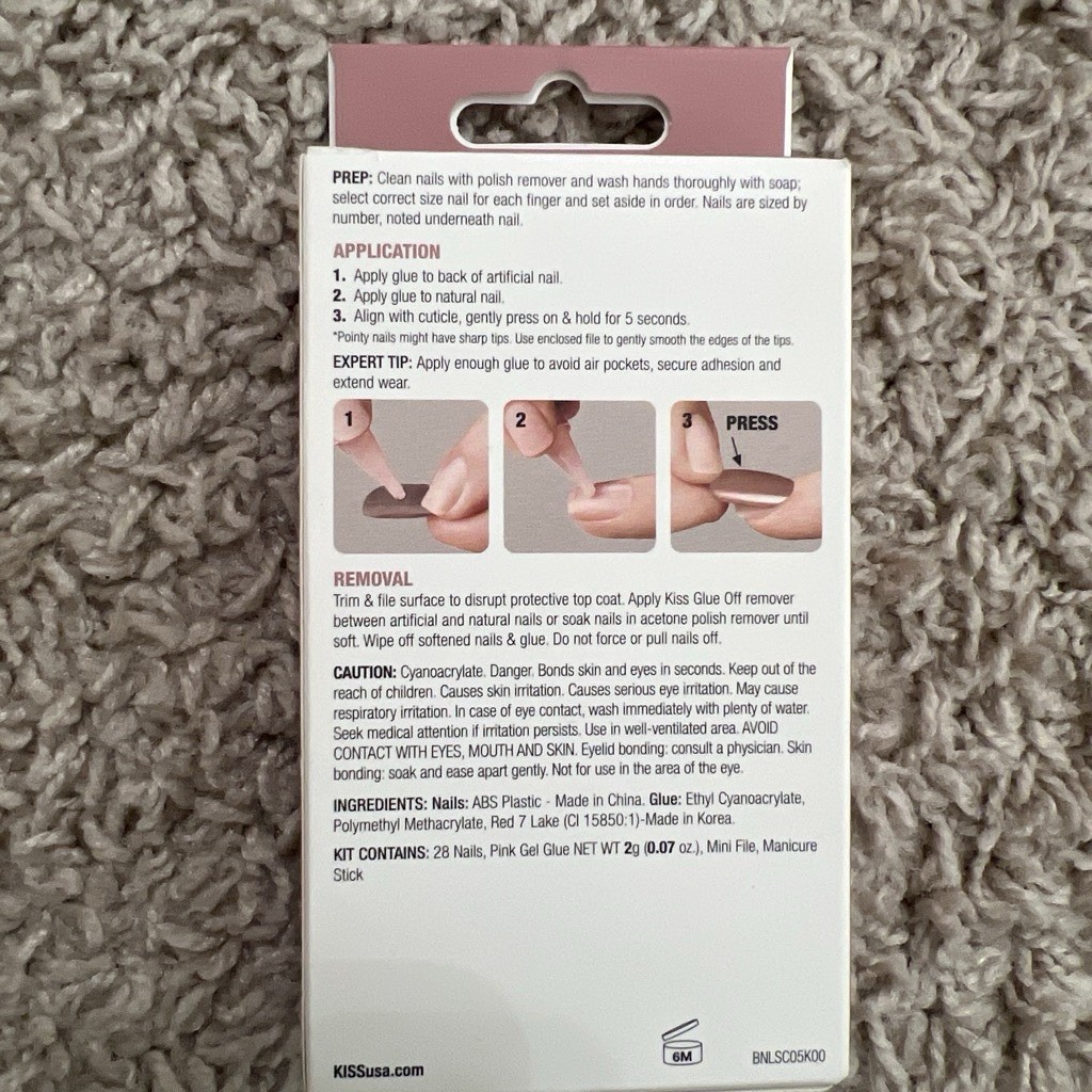 Kiss Bare but Better TRUE NUDE 86573 Sculpted Fake 28 Long Coffin Nails and Glue