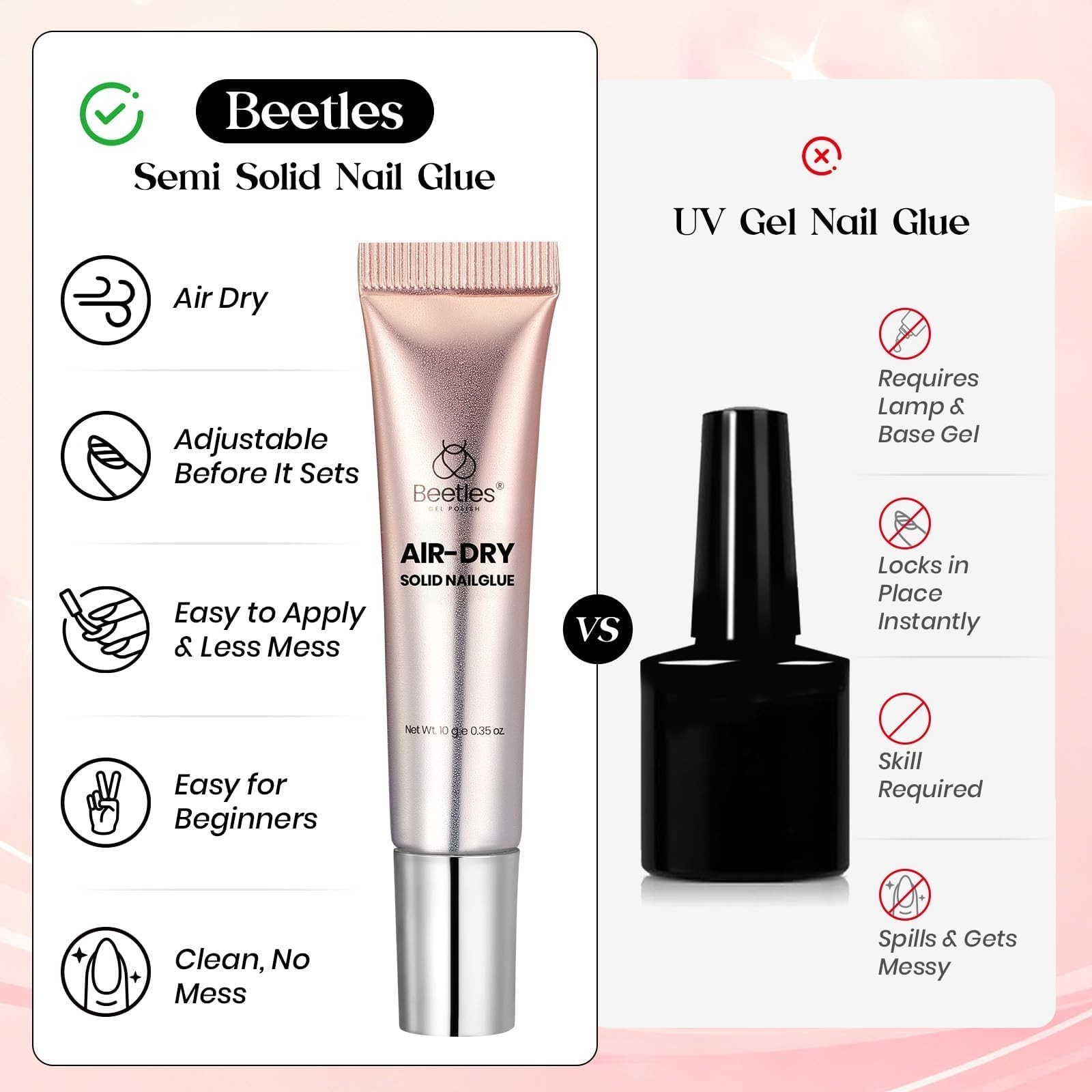 Beetles Super Strong Nail Glue 10g for Press On Nails, No UV Lamp Needed