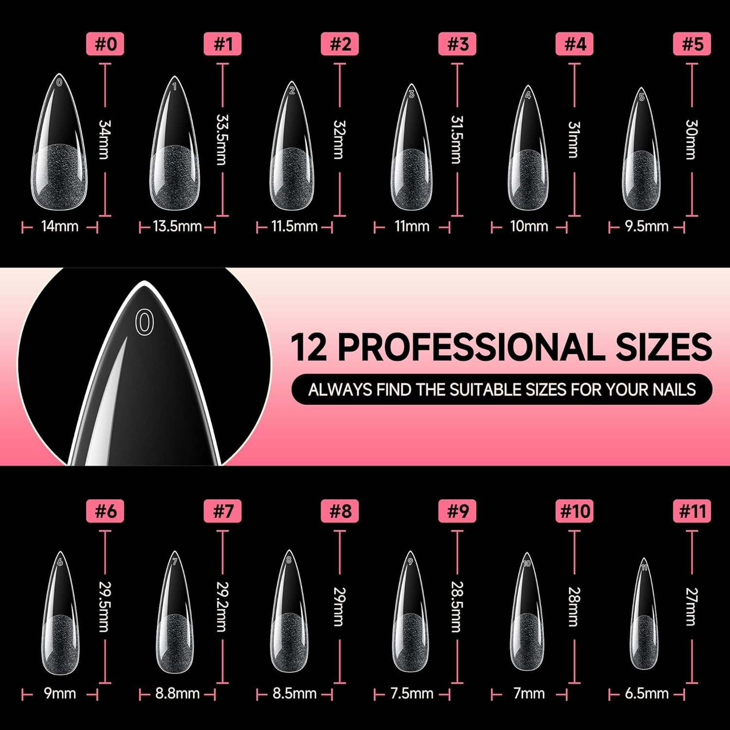 Easy Application Long Stiletto Gel Nail Tips – Pre-Buffed for Effortless Designs