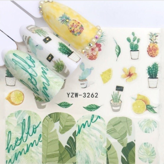 Cactus Nail Art: Succulent Plant Water Decals (Group 1)
