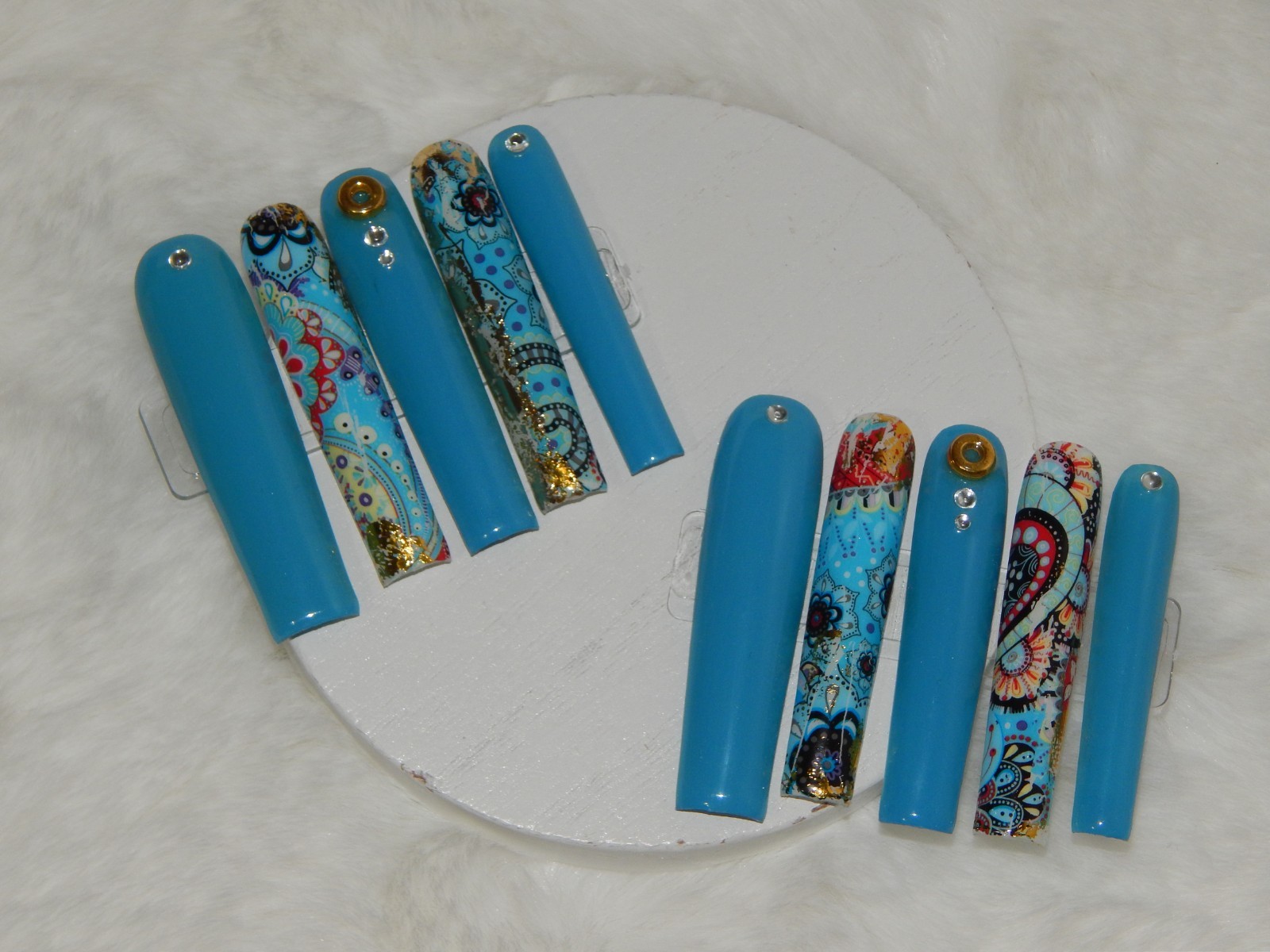 Luxury Handmade Press-On Nails I Reusable I Make Baby Blues I Square Shape l 3XL