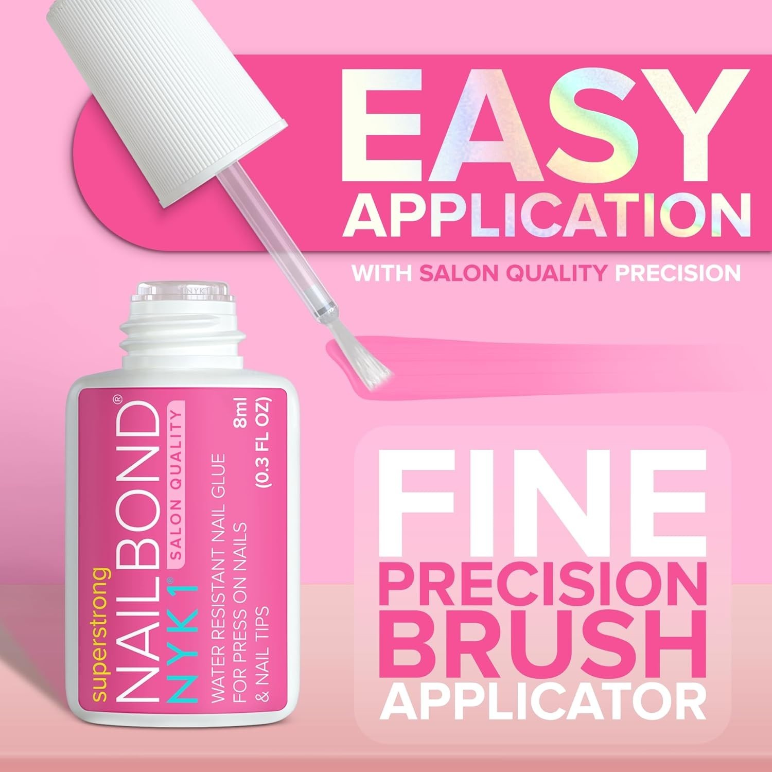 Super Strong Nail Glue 8ml | Fast Drying Brush On for Press On & Acrylic Nails