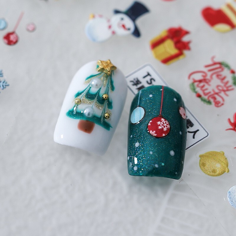 Festive Christmas Nail Sticker Set – Gingerbread, Santa, Snowman, Ornaments(399)