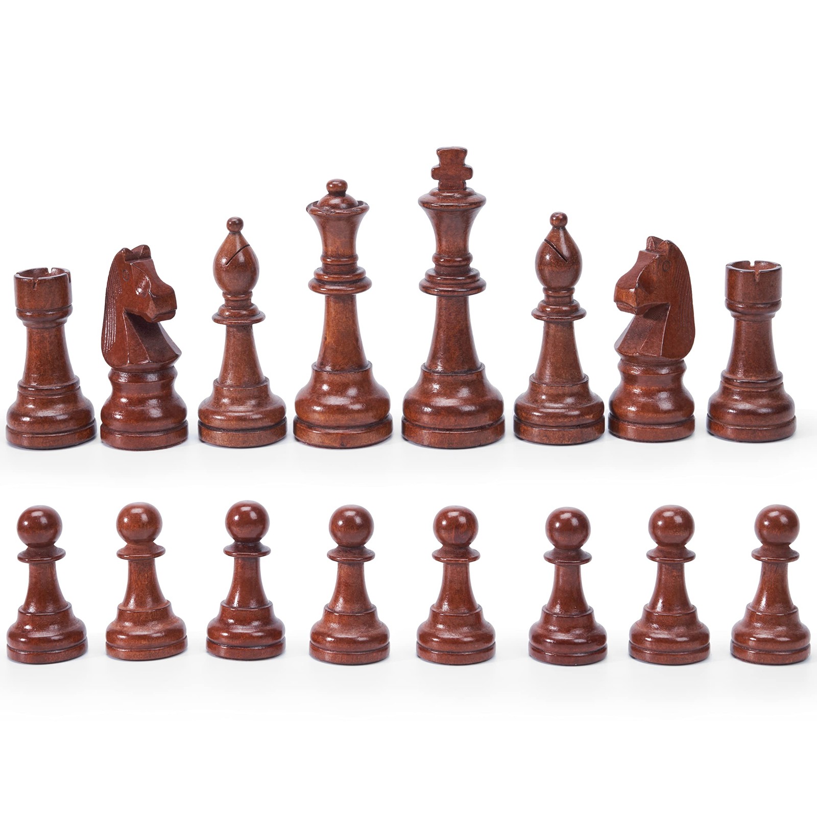 Vamslove Wooden Chess Pieces Large 4.5” King Set of 32 Luxury Large, Brown