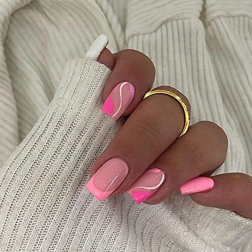 hot pink french tips