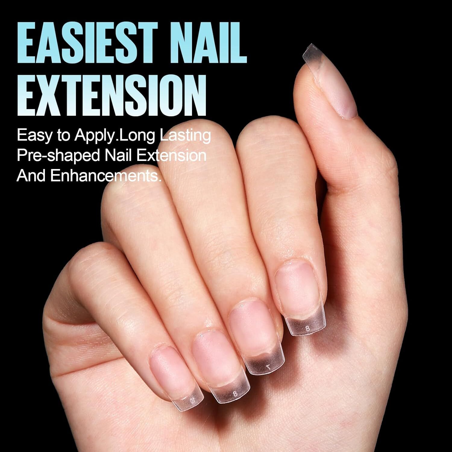 TOMICCA Square Nail Tips – Short Gel x Nails, No File Full Clear