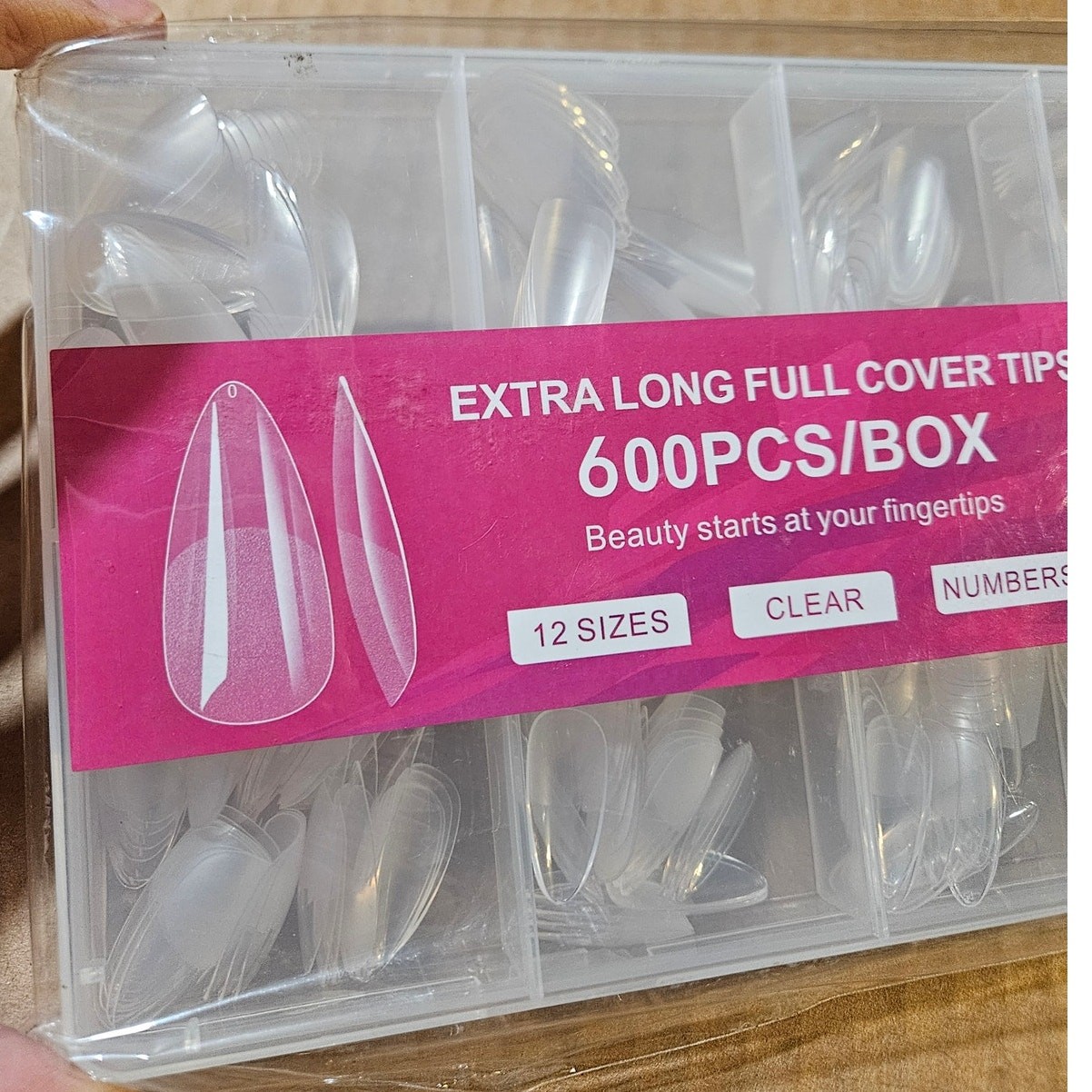 Boutique Extra Long Full Cover Soft Gel Tips ~ 600PCS ~ 12 sizes ~ Clear
