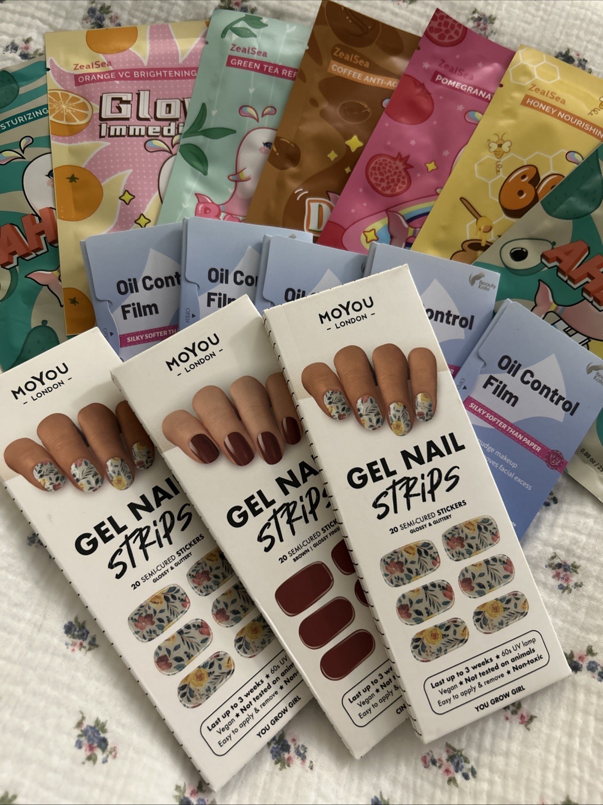 15PC Beauty Lot! Gel Nail Strips, Face Masks, Oil Control Film For Skin & Nails