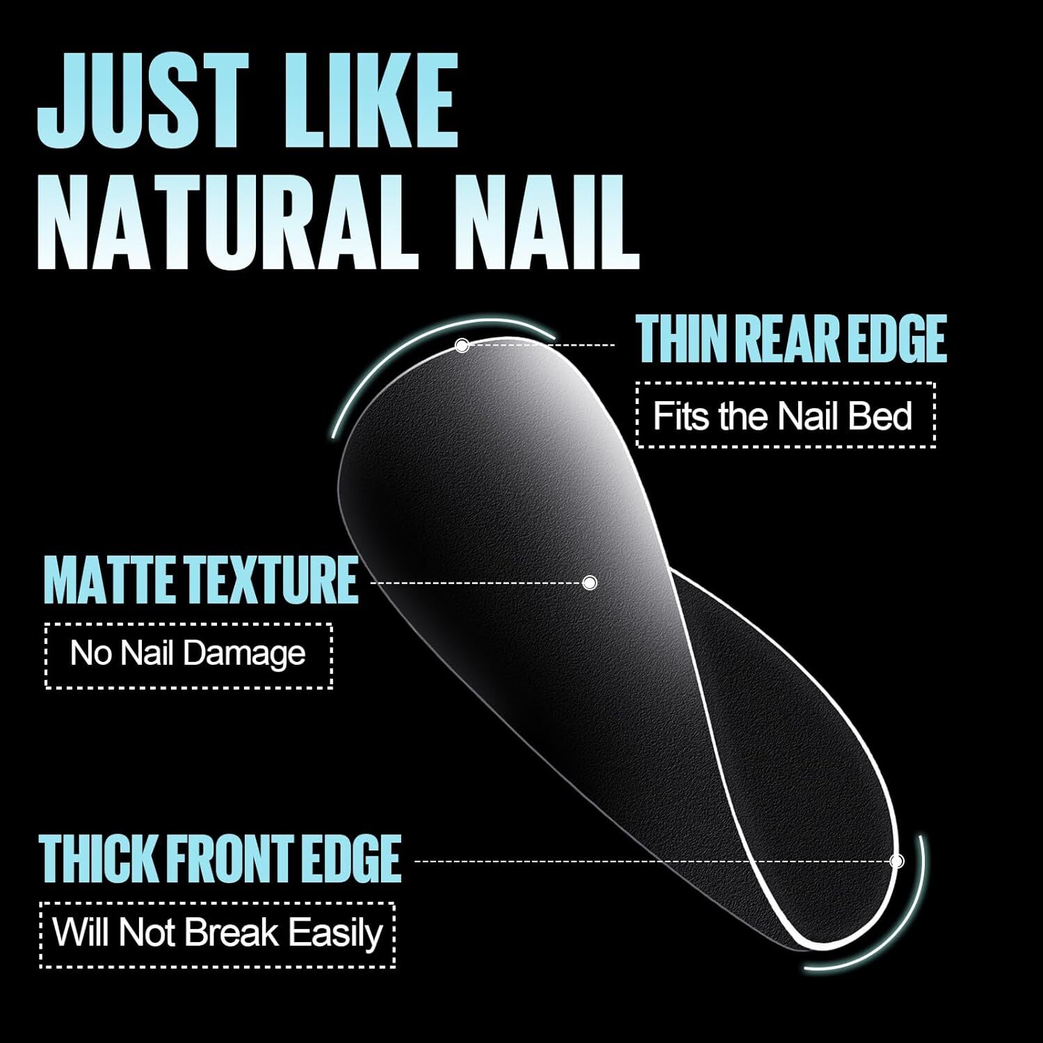 TOMICCA Square Nail Tips – Short Gel x Nails, No File Full Clear