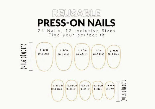 24 Pcs Press-on Nails Medium Almond Glossy – French Nails w/Matte Gold Accents
