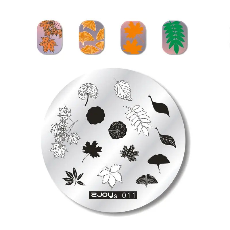 beautiful Nail Stamping Plates Autumn Winter Leaves Design Polish Stencil Nail
