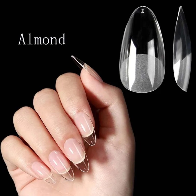 120PCS Short Almond Oval Full Cover Fake Nail Tips Press On Extension Set