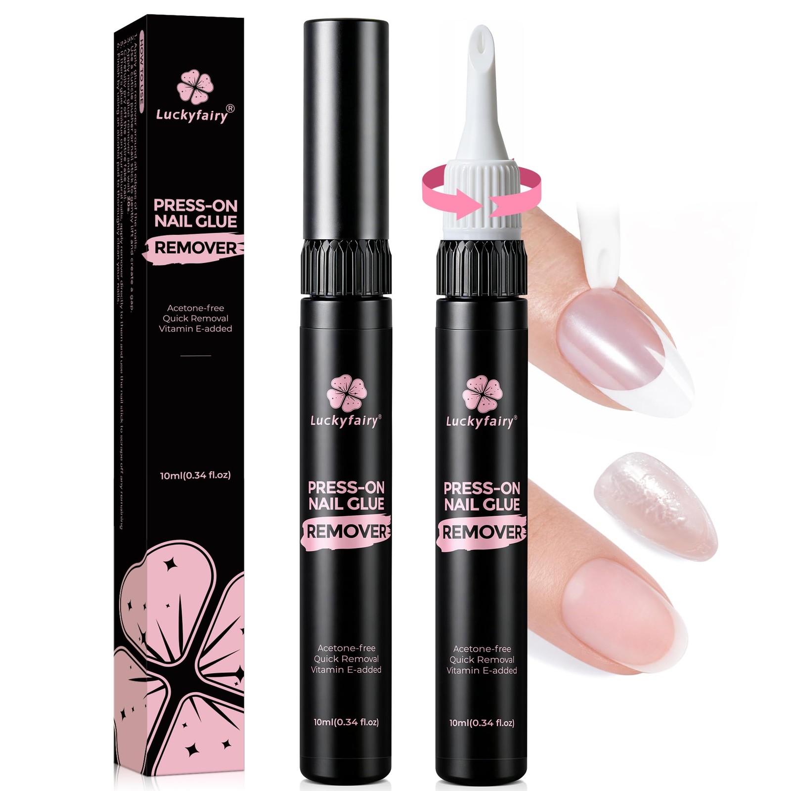 Luckyfairy 2pcs Nail Glue Remover: Tool-Free Press on Remover Pen,…