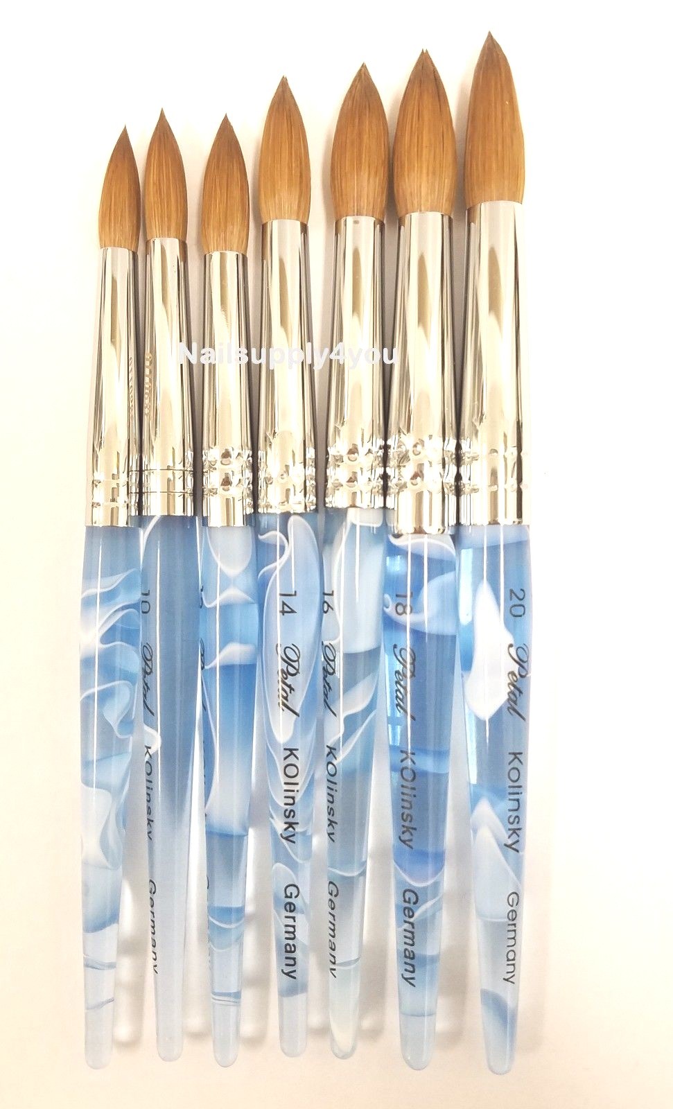 Blue Marble Petal Kolinsky Acrylic Manicure Powder Nail Brush (Original ROUND)