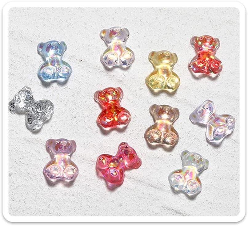 32 Pieces 3D Resin Bear Nail Art Decoration Cute Bear Resin Crystal Nail Polish