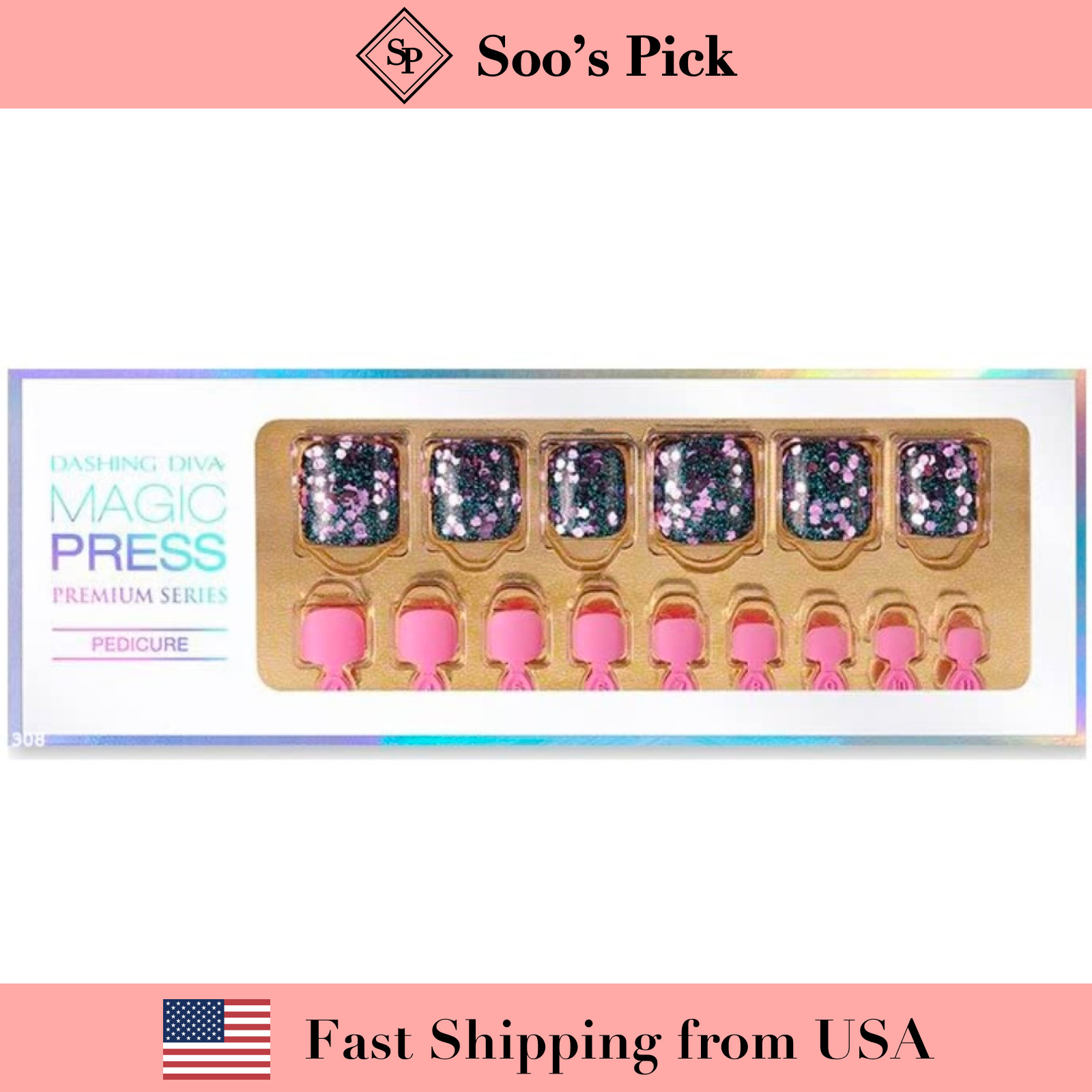 DASHING DIVA Magic Press Premium Series Pedi-Pink Land ( 🇺🇸 US Seller)