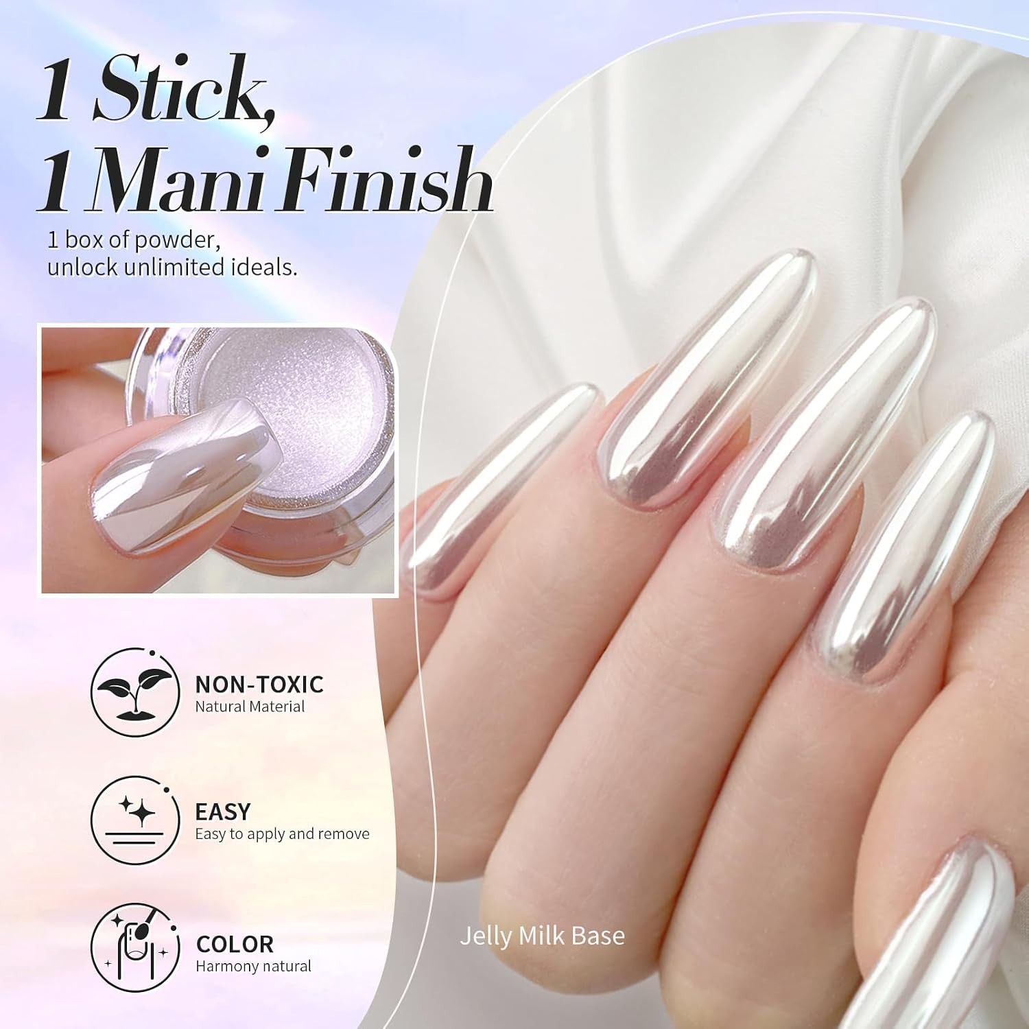 Ultra-Fine Silver Chrome Nail Glitter: Easy Application for Salon-Quality Nails