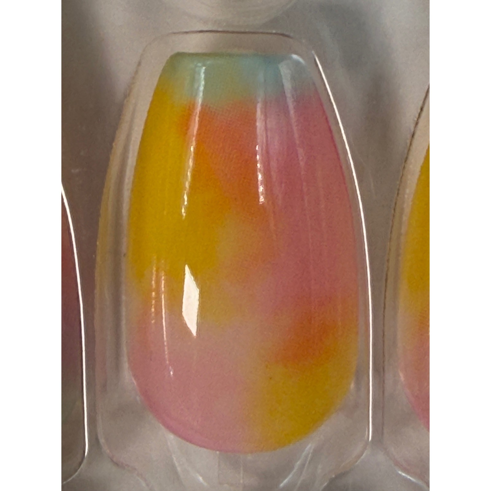 KISS imPRESS Press-On Manicure 90437 Pink Yellow Tie Dye Medium Coffin 105-39