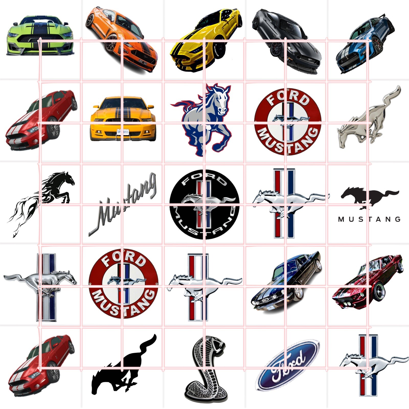 Mustang Cars Waterslide Nail Decals Set Of 50 Bonus & Instructions