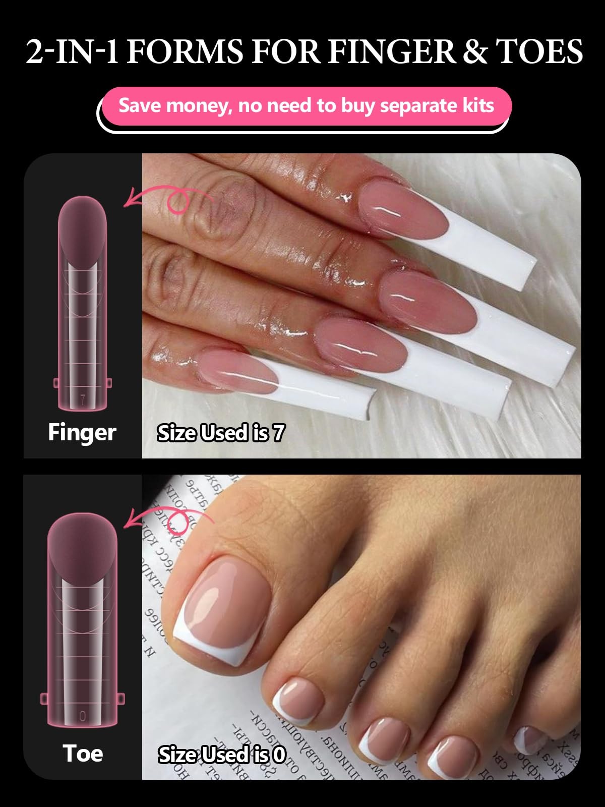 Poly Gel Dual Nail Forms for Finger and Toes
