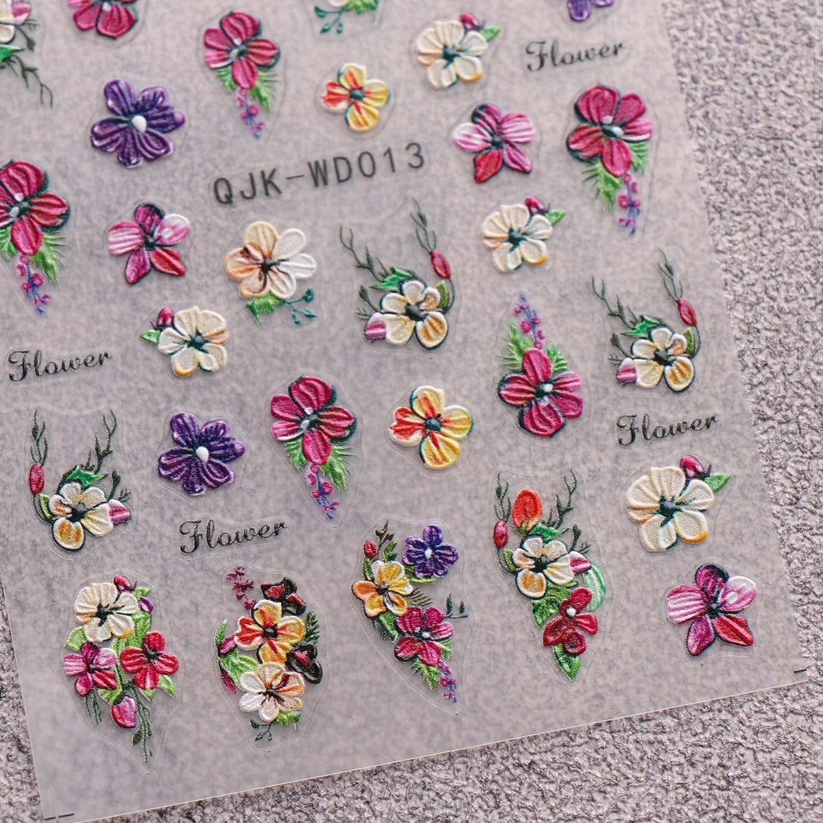 6 Sheets Flower Nail Art Stickers Decals Self-Adhesive Spring Summer Floral