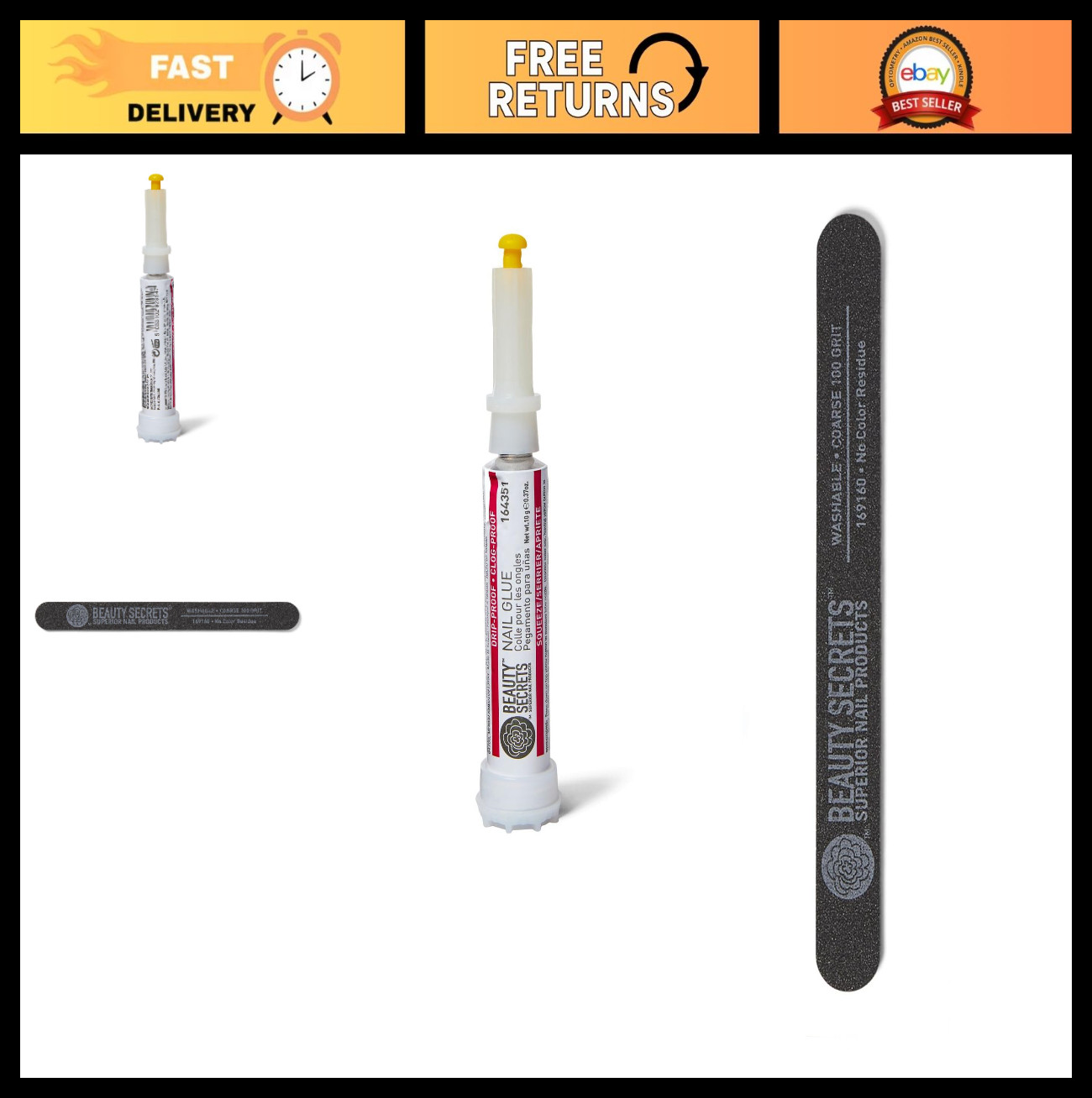 Drip & Clog Proof Nail Glue 1 Pack + Coarse 100 Grit Nail File – Manicure Essent