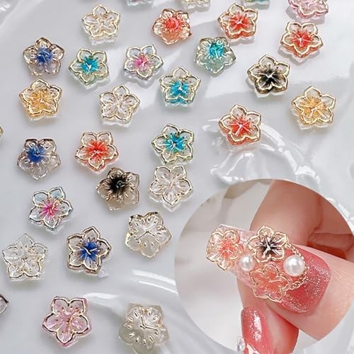 56Pcs Colorful Flower Nail Charms Clear Colour Crystal Nail Charms for w-7