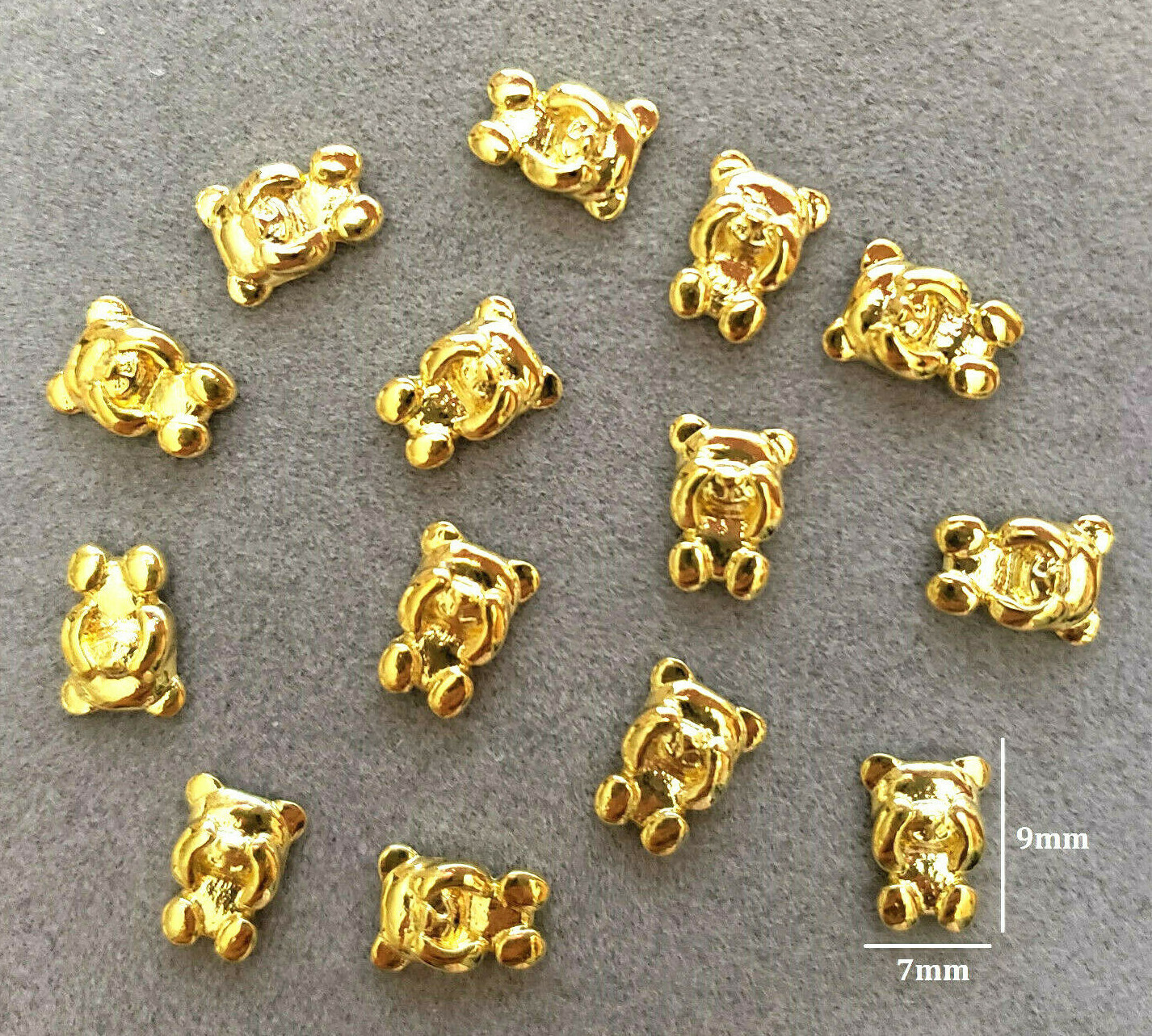 20pcs New 3D Nail Art Gold/Silver/Grey Bear Metal Alloy Cute Charms Decorations