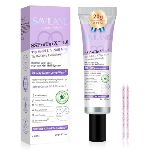 SAVILAND Solid Nail Glue Gel: 30-Day Lasting Strong Adhesive for Press On Nails