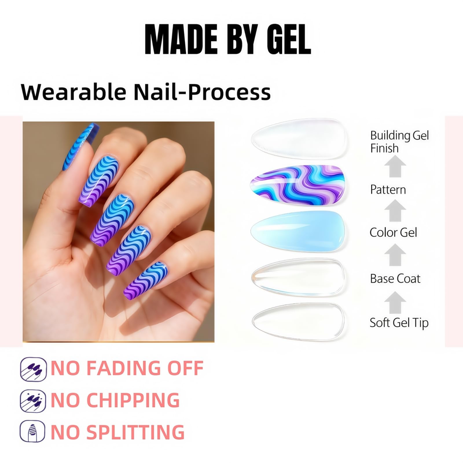 Matte Purple Press-On Nails, Oval Long Reusable Fake Nails,Easy Application M…