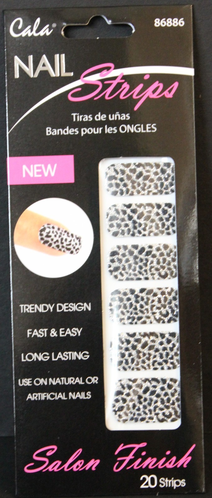 20 Trendy Cala Nail Strips Black & Silver Glitter for natural or artificial Nail